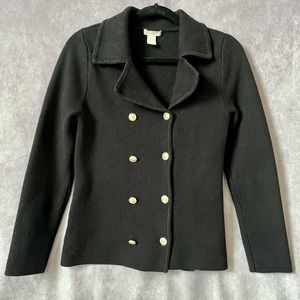 H&M Knit double breasted, black blazer coat jacket with brass buttons small